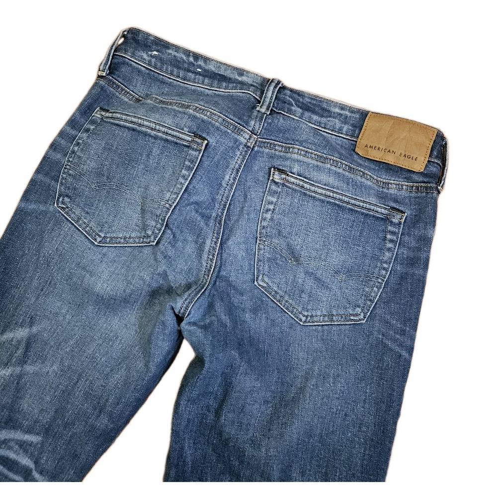 American Eagle Airflex+ Slim Jeans Medium Wash Whiskered 31x30 Denim Pants